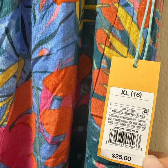 NWT Colorful Beach Coverup Pants Smocked Waistband Wide Leg with Side Slits - Picture 4 of 5